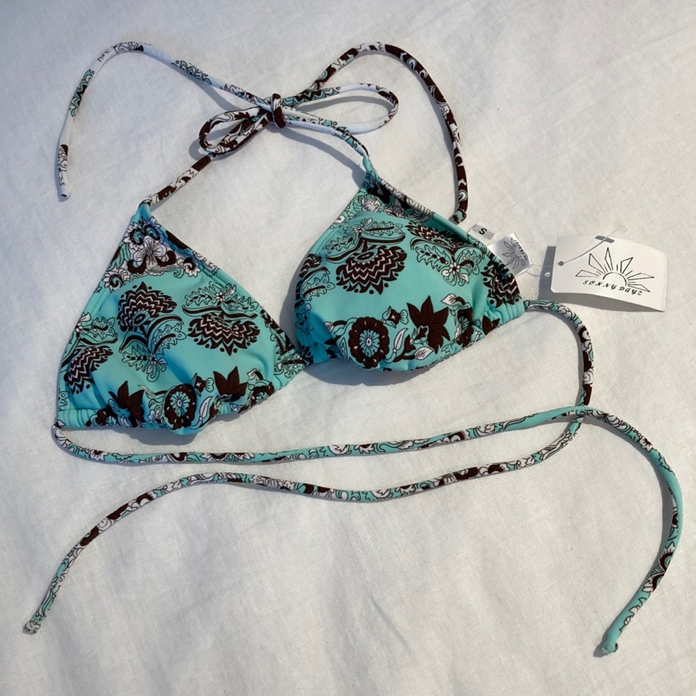 Sonny Dayz bikini top triangle mint green brown S